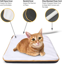 Load image into Gallery viewer, Fluffy Paws Indoor Pet Bed Warmer Electric Heated Pad with Free Cover (Dual Temperature & UL Certified), White Medium - 15.3" x 20.8"
