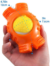 Load image into Gallery viewer, Fluffy Paws Dog Tennis Ball, Squeaky Dog Toy with Textured Fat Bone Squeaky Rubber, Clean Teeth, Massage Gums, Pet Toy IQ Training Playing and Chewing, for Small and Medium Dog Puppy, Orange