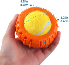 Load image into Gallery viewer, Fluffy Paws Dog Tennis Ball, Squeaky Dog Toy with Textured Round Squeaky Rubber, Clean Teeth, Massage Gums, Pet Toy IQ Training Playing and Chewing, Orange for Small and Medium Dog Puppy