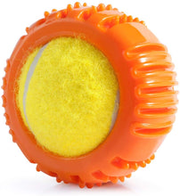 Load image into Gallery viewer, Fluffy Paws Dog Tennis Ball, Squeaky Dog Toy with Textured Round Squeaky Rubber, Clean Teeth, Massage Gums, Pet Toy IQ Training Playing and Chewing, Orange for Small and Medium Dog Puppy