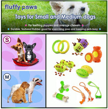 Load image into Gallery viewer, Fluffy Paws Dog Treat Chew Toy, Dumbbell Shaped Rubber Pet Toy Feed Bone (Dental Treat & Bite Resistant) Durable Non Toxic Strong, Teething, IQ Training, Chewing, Playing for Small and Medium Dog Puppy