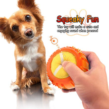 Load image into Gallery viewer, Fluffy Paws Dog Tennis Ball, Squeaky Dog Toy with Textured Round Squeaky Rubber, Clean Teeth, Massage Gums, Pet Toy IQ Training Playing and Chewing, Orange for Small and Medium Dog Puppy