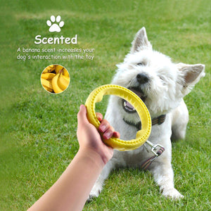 Fluffy Paws Dog Chewing Ring, 7" Soft Rubber Ring Dental Chewing Teething Biting Chasing Training Toy for Small and Medium Dog Puppy, Yellow