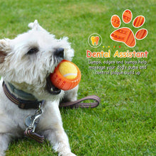 Load image into Gallery viewer, Fluffy Paws Dog Tennis Ball, Squeaky Dog Toy with Textured Round Squeaky Rubber, Clean Teeth, Massage Gums, Pet Toy IQ Training Playing and Chewing, Orange for Small and Medium Dog Puppy