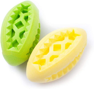 Fluffy Paws Dog Treat Ball, Soft Rubber Dog Toy Chewing Feed Ball Green & Yellow Combo