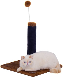 Fluffy Paws Cat Scratching Post, Durable Sisal Wrapped, Ultimate Cat Kitten Scratcher with Spring Resistance Play Ball Cats Toy, Keep Claws Active & Protect Your Furniture [Height 25"] Brown