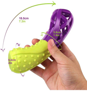 Fluffy Paws Dog Toy, Durable Squeaky Bone-Shaped Pet Toy, [Dual Color] Rubber Dental Chewing Biting Pet Toy for Small and Medium Dog Puppy,Green/Purple