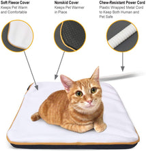 Load image into Gallery viewer, Fluffy Paws Indoor Pet Bed Warmer Electric Heated Pad with Free Cover (Dual Temperature &amp; UL Certified), White Medium - 15.3&quot; x 20.8&quot;
