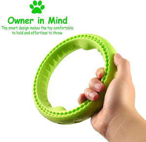 Fluffy Paws Dog Chewing Ring, 7" Soft Rubber Ring Dental Chewing Teething Biting Chasing Training Toy for Small and Medium Dog Puppy, Green