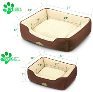 Fluffy Paws Pet Lounger Pet Bed Premium Bedding with Super Soft Padding and Anti-Skid Bottom for Dogs & Cats [Lightweight, Self-Warming], Brown - Large 31" x 25" x 8