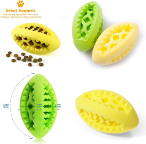 Fluffy Paws Dog Treat Ball, Soft Rubber Dog Toy Chewing Feed Ball Green & Yellow Combo