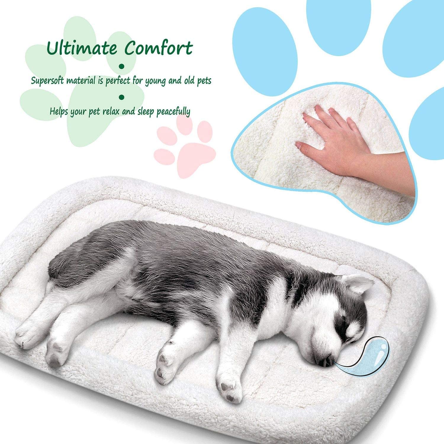 Fluffy Paws Foldable Soft Fleece Pet Crate Mat Bed with