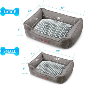 Fluffy Paws Pet Bed Crate Pad Premium Bedding w/Inner Cushion for Dog/Cat [Luxury Plush Series], Charcoal Gray Burlap Bed - Large 30"x23"x7"