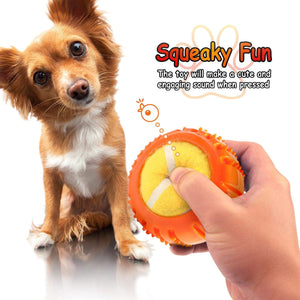 Fluffy Paws Dog Tennis Ball, Squeaky Dog Toy with Textured Round Squeaky Rubber, Clean Teeth, Massage Gums, Pet Toy IQ Training Playing and Chewing, Orange for Small and Medium Dog Puppy