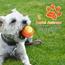 Load image into Gallery viewer, Fluffy Paws Dog Tennis Ball, Squeaky Dog Toy with Textured Round Squeaky Rubber, Clean Teeth, Massage Gums, Pet Toy IQ Training Playing and Chewing, Orange for Small and Medium Dog Puppy
