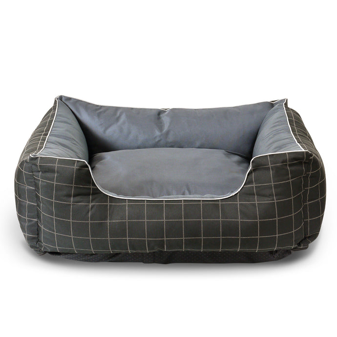 Fluffy Paws Pet Bed Crate Pad Premium Bedding w/Inner Cushion for Dog/Cat [Happy Camper Series], Thunder Gray with Oxford Square Bottom - 26