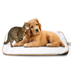 Fluffy Paws Indoor Pet Bed Warmer Electric Heated Pad with Free Cover (Dual Temperature & UL Certified), White Medium - 15.3" x 20.8"