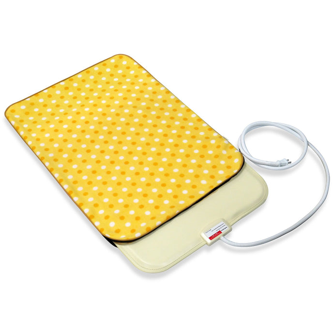 Fluffy Paws Indoor Pet Bed Warmer Electric Heated Pad with Free Cover (Dual Temperature & UL Certified), Yellow Dot Small - 12.3