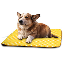 Load image into Gallery viewer, Fluffy Paws Indoor Pet Bed Warmer Electric Heated Pad with Free Cover (Dual Temperature &amp; UL Certified), Yellow Dot Large - 20.9&quot; x 28.4&quot;

