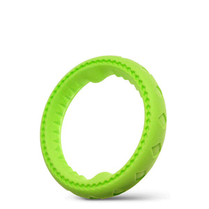Fluffy Paws Dog Chewing Ring, 7" Soft Rubber Ring Dental Chewing Teething Biting Chasing Training Toy for Small and Medium Dog Puppy, Green